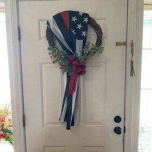 Handmade grapevine first responders wreath